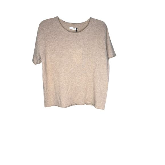 Co NWT Cashmere/Silk Blend Short Sleeve Sweater in Sand Size XL - Picture 4 of 10